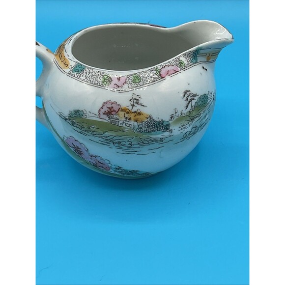 Vintage Japanese Geisha In Boat Porcelain Hand Painted Creamer Made in Japan - Picture 7 of 12